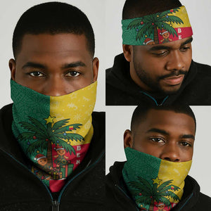 Benin Christmas Neck Gaiter Palm Tree Dolls and Red Yellow Green Festive - African Pride