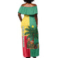 Benin Christmas Off Shoulder Maxi Dress Palm Tree Dolls and Red Yellow Green Festive - African Pride