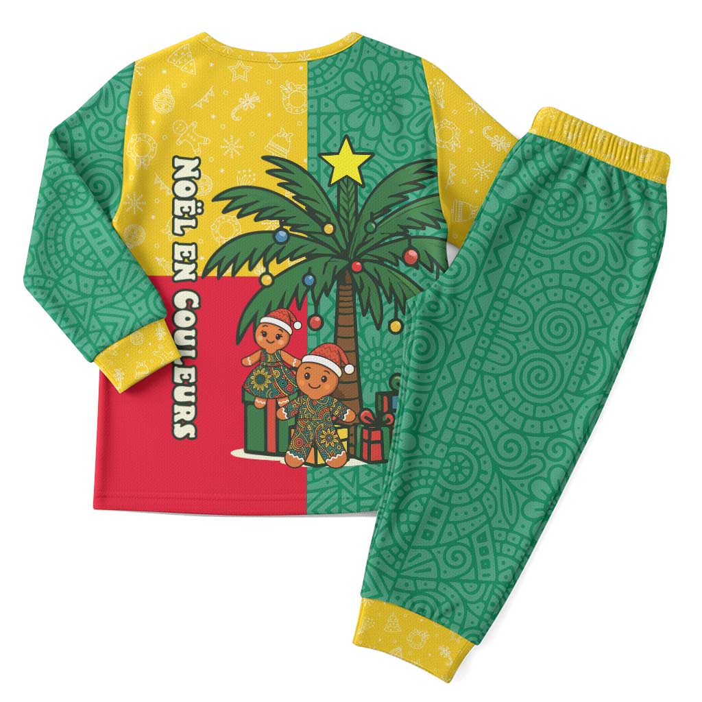 Benin Christmas Pajama Set Palm Tree Dolls and Red Yellow Green Festive - African Pride