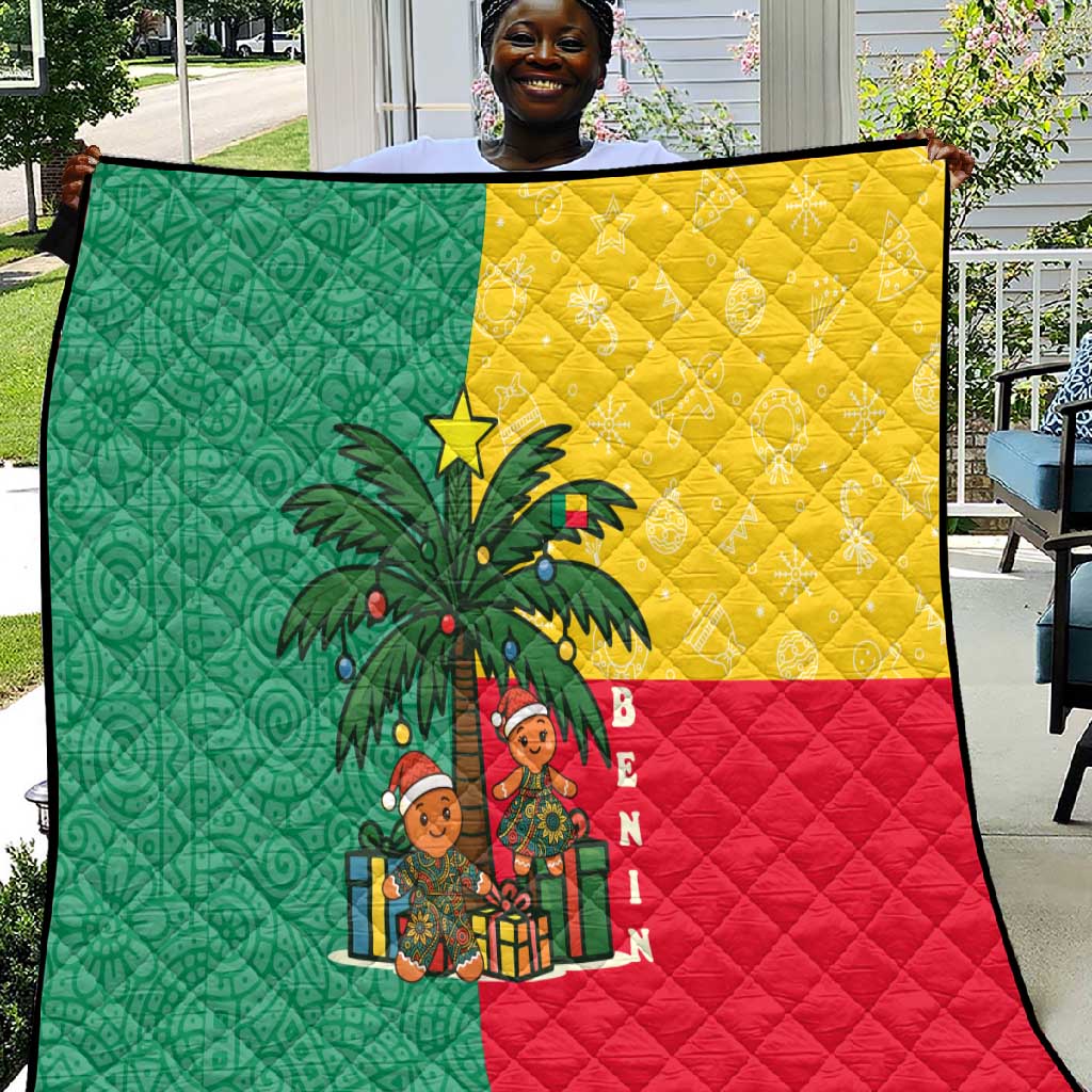 Benin Christmas Quilt Palm Tree Dolls and Red Yellow Green Festive - African Pride