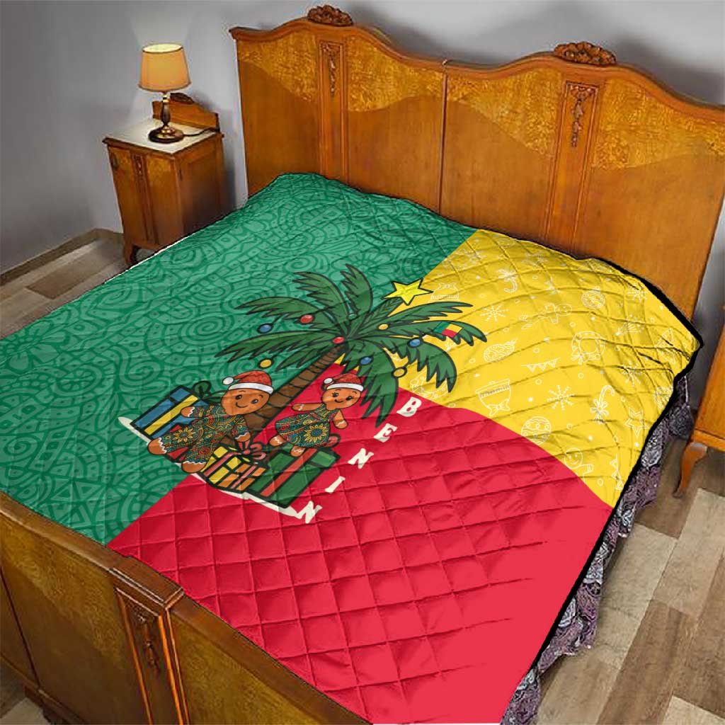 Benin Christmas Quilt Palm Tree Dolls and Red Yellow Green Festive - African Pride
