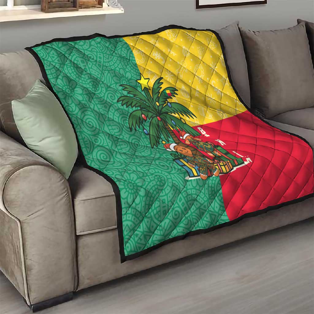 Benin Christmas Quilt Palm Tree Dolls and Red Yellow Green Festive - African Pride