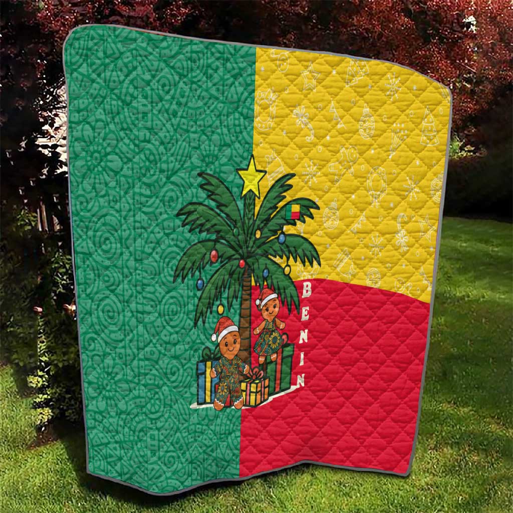 Benin Christmas Quilt Palm Tree Dolls and Red Yellow Green Festive - African Pride