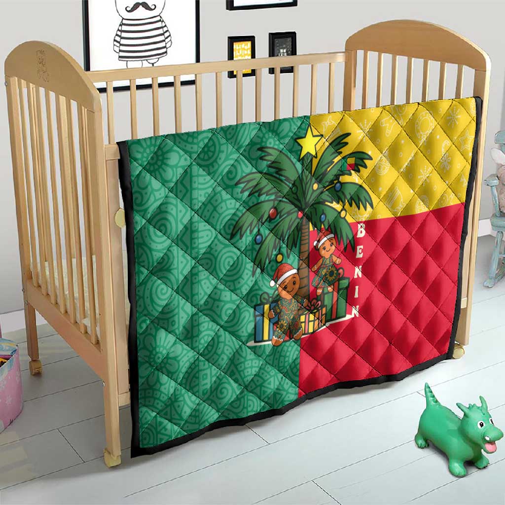 Benin Christmas Quilt Palm Tree Dolls and Red Yellow Green Festive - African Pride