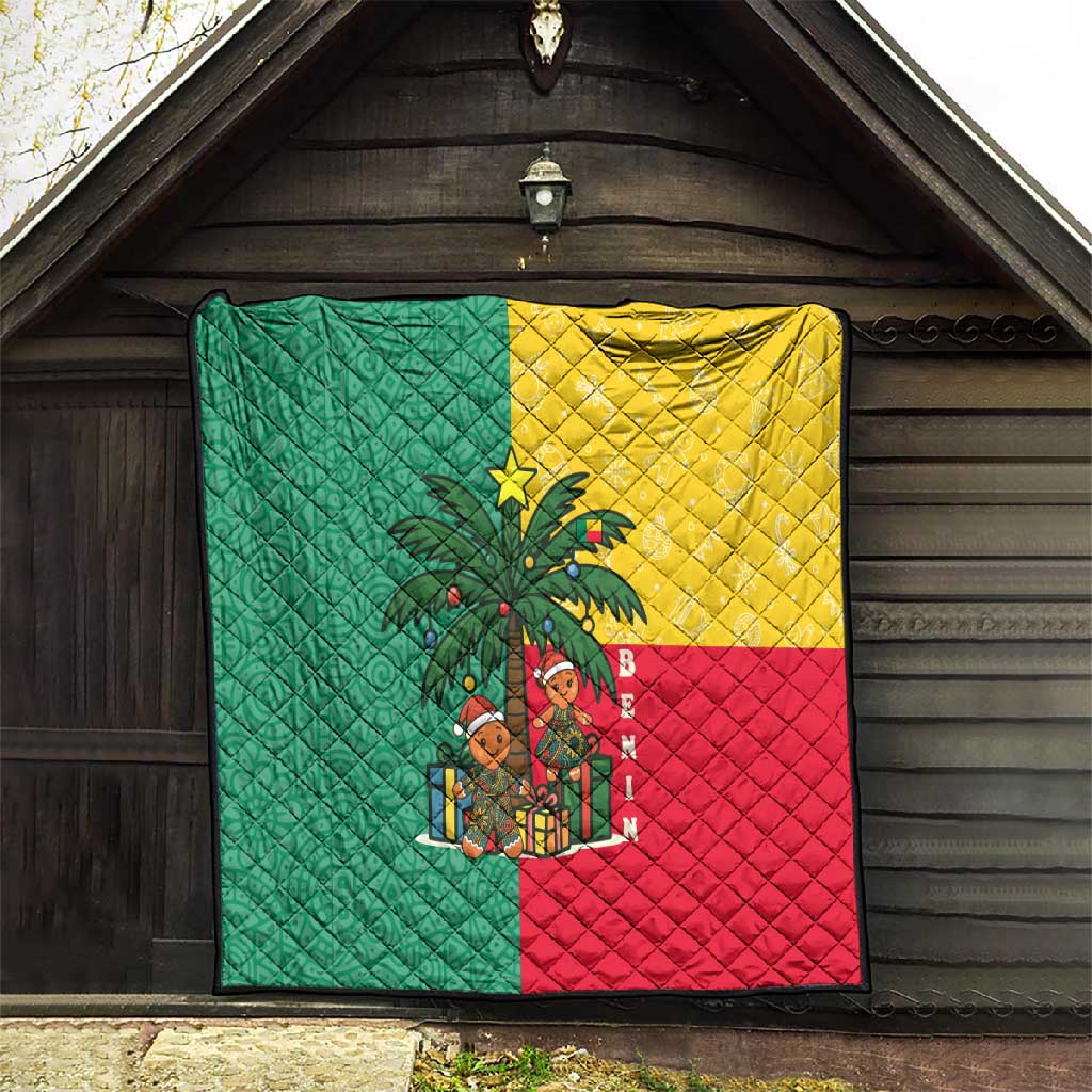 Benin Christmas Quilt Palm Tree Dolls and Red Yellow Green Festive - African Pride
