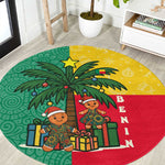 Benin Christmas Round Carpet Palm Tree Dolls and Red Yellow Green Festive - African Pride