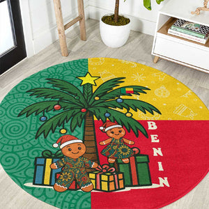 Benin Christmas Round Carpet Palm Tree Dolls and Red Yellow Green Festive - African Pride