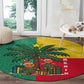 Benin Christmas Round Carpet Palm Tree Dolls and Red Yellow Green Festive - African Pride