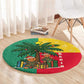 Benin Christmas Round Carpet Palm Tree Dolls and Red Yellow Green Festive - African Pride