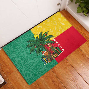 Benin Christmas Rubber Doormat Palm Tree Dolls and Red Yellow Green Festive - African Pride