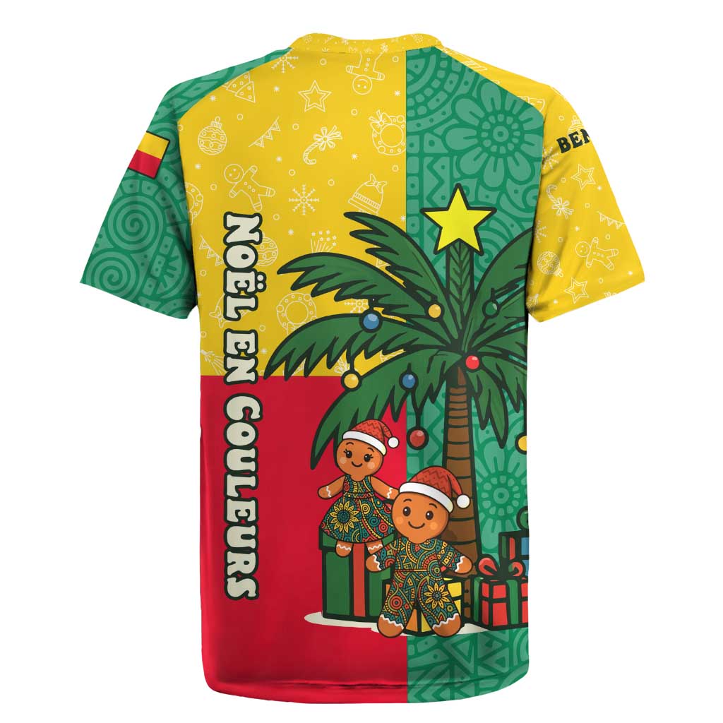 Benin Christmas Rugby Jersey Palm Tree Dolls and Red Yellow Green Festive - African Pride