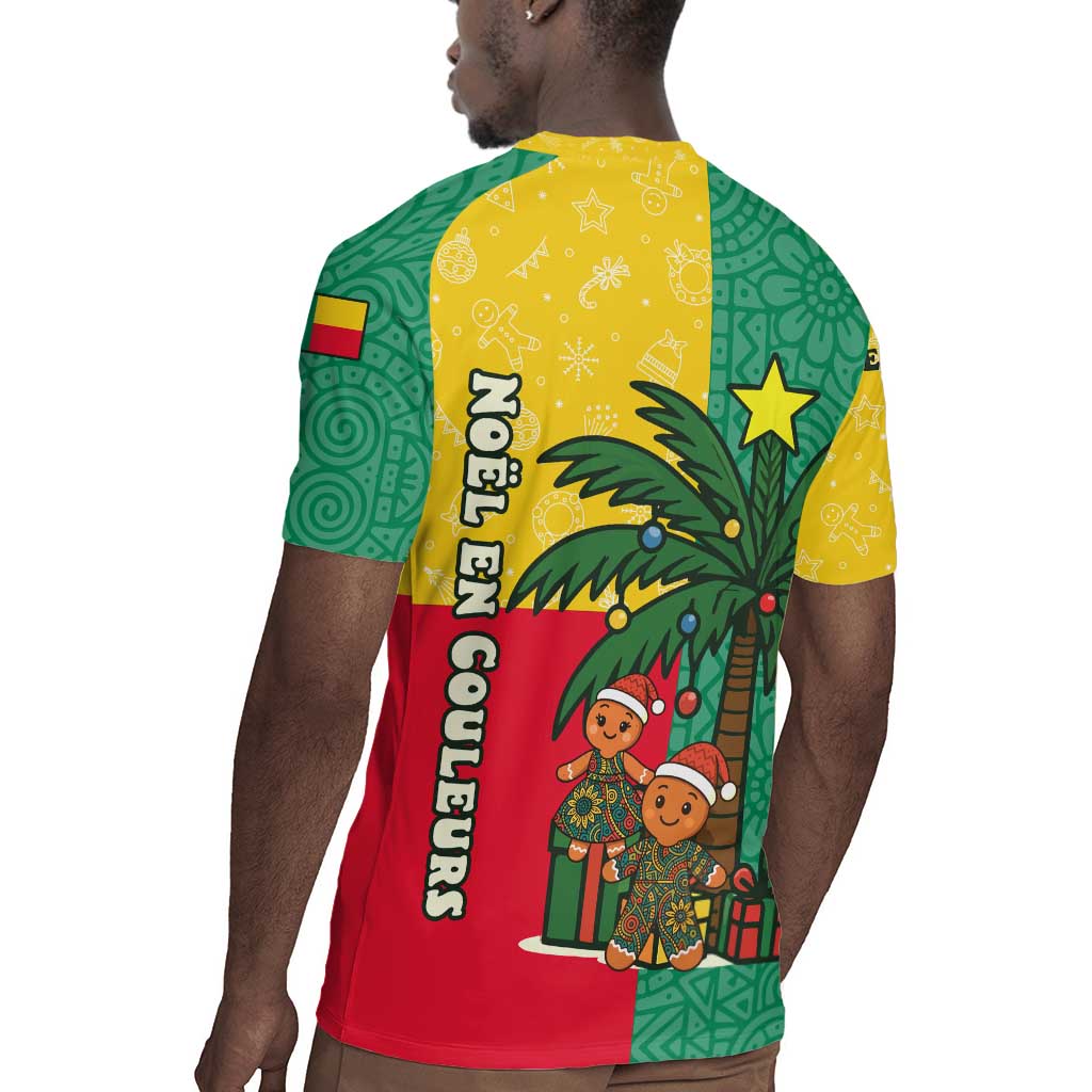 Benin Christmas Rugby Jersey Palm Tree Dolls and Red Yellow Green Festive - African Pride