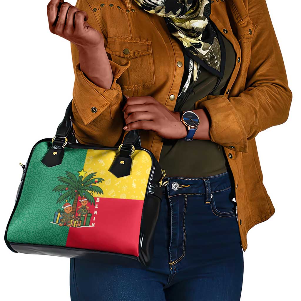 Benin Christmas Shoulder Handbag Palm Tree Dolls and Red Yellow Green Festive - African Pride