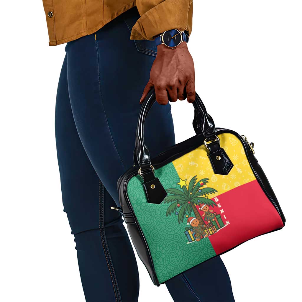 Benin Christmas Shoulder Handbag Palm Tree Dolls and Red Yellow Green Festive - African Pride