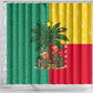 Benin Christmas Shower Curtain Palm Tree Dolls and Red Yellow Green Festive - African Pride