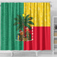 Benin Christmas Shower Curtain Palm Tree Dolls and Red Yellow Green Festive - African Pride