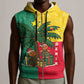 Benin Christmas Sleeveless Zip Hoodie Palm Tree Dolls and Red Yellow Green Festive - African Pride