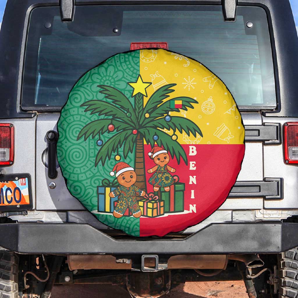 Benin Christmas Spare Tire Cover Palm Tree Dolls and Red Yellow Green Festive - African Pride