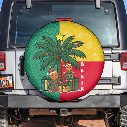 Benin Christmas Spare Tire Cover Palm Tree Dolls and Red Yellow Green Festive - African Pride