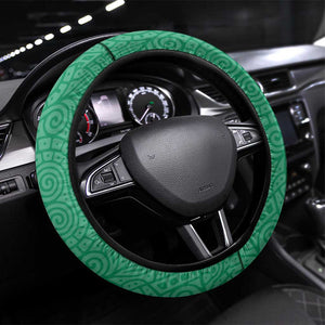 Benin Christmas Steering Wheel Cover Palm Tree Dolls and Red Yellow Green Festive - African Pride