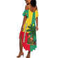 Benin Christmas Summer Maxi Dress Palm Tree Dolls and Red Yellow Green Festive - African Pride