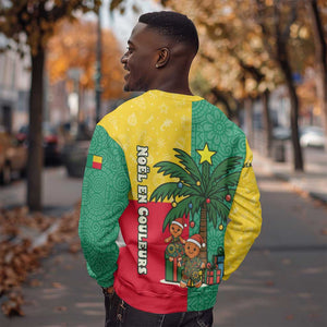 Benin Christmas Sweatshirt Palm Tree Dolls and Red Yellow Green Festive - African Pride