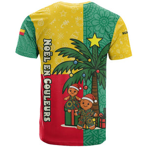 Benin Christmas T shirt Palm Tree Dolls and Red Yellow Green Festive - African Pride