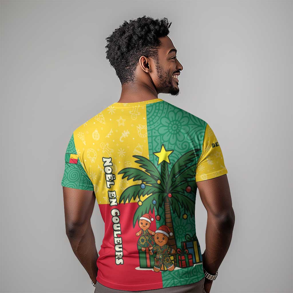 Benin Christmas T shirt Palm Tree Dolls and Red Yellow Green Festive - African Pride