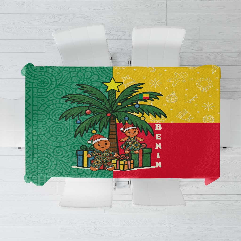 Benin Christmas Tablecloth Palm Tree Dolls and Red Yellow Green Festive - African Pride