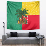 Benin Christmas Tapestry Palm Tree Dolls and Red Yellow Green Festive - African Pride