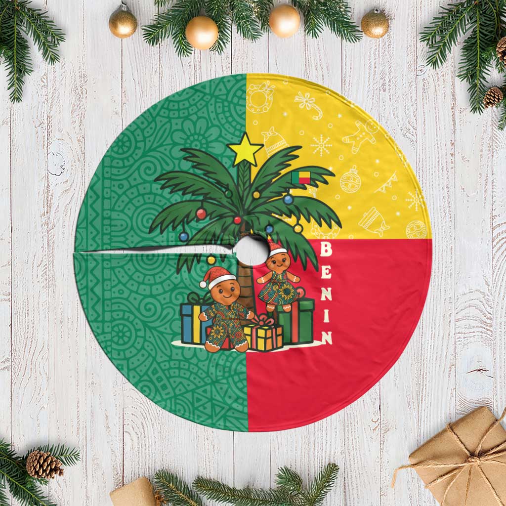 Benin Christmas Tree Skirt Palm Tree Dolls and Red Yellow Green Festive - African Pride