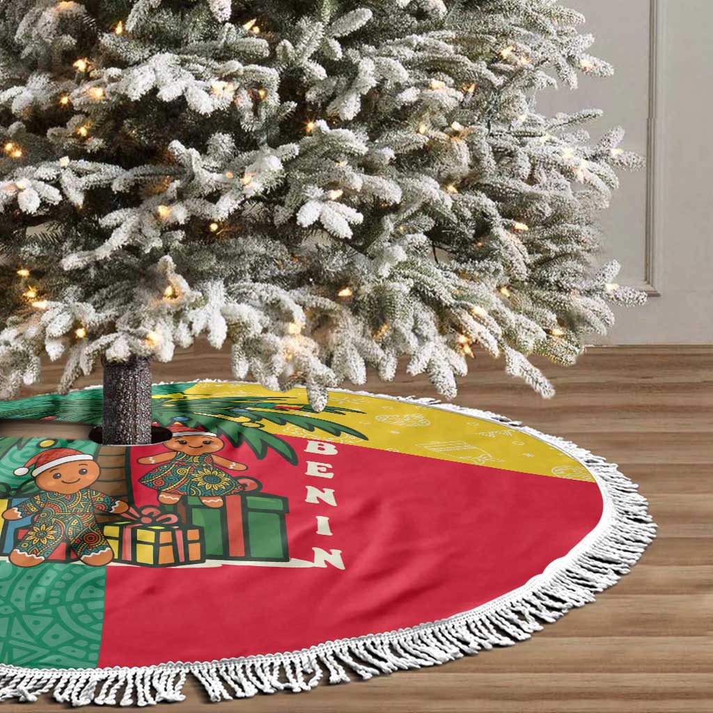 Benin Christmas Tree Skirt Palm Tree Dolls and Red Yellow Green Festive - African Pride