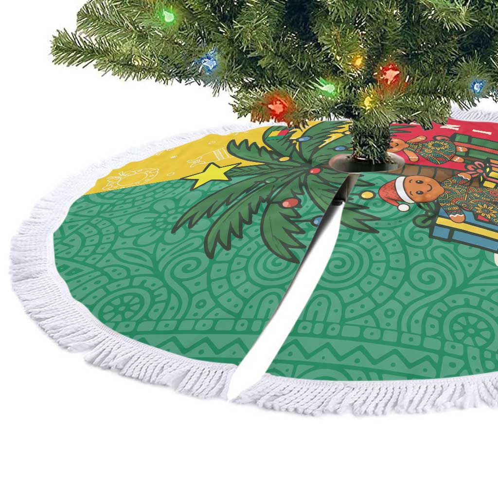 Benin Christmas Tree Skirt Palm Tree Dolls and Red Yellow Green Festive - African Pride