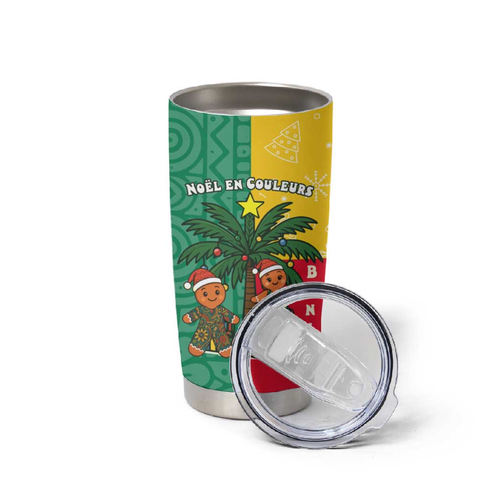 Benin Christmas Tumbler Cup Palm Tree Dolls and Red Yellow Green Festive - African Pride