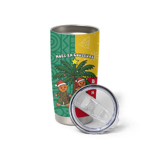 Benin Christmas Tumbler Cup Palm Tree Dolls and Red Yellow Green Festive - African Pride