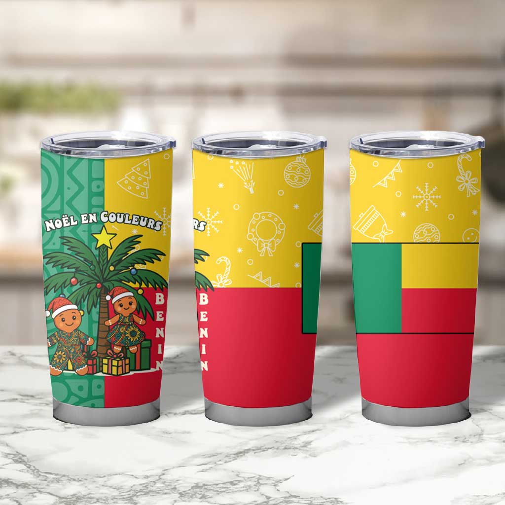 Benin Christmas Tumbler Cup Palm Tree Dolls and Red Yellow Green Festive - African Pride