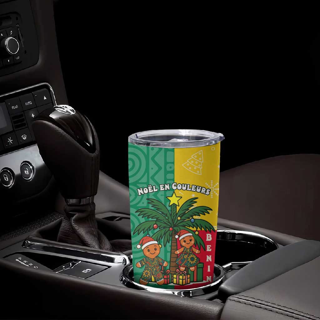 Benin Christmas Tumbler Cup Palm Tree Dolls and Red Yellow Green Festive - African Pride
