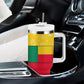 Benin Christmas Tumbler With Handle Palm Tree Dolls and Red Yellow Green Festive - African Pride