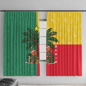 Benin Christmas Window Curtain Palm Tree Dolls and Red Yellow Green Festive - African Pride
