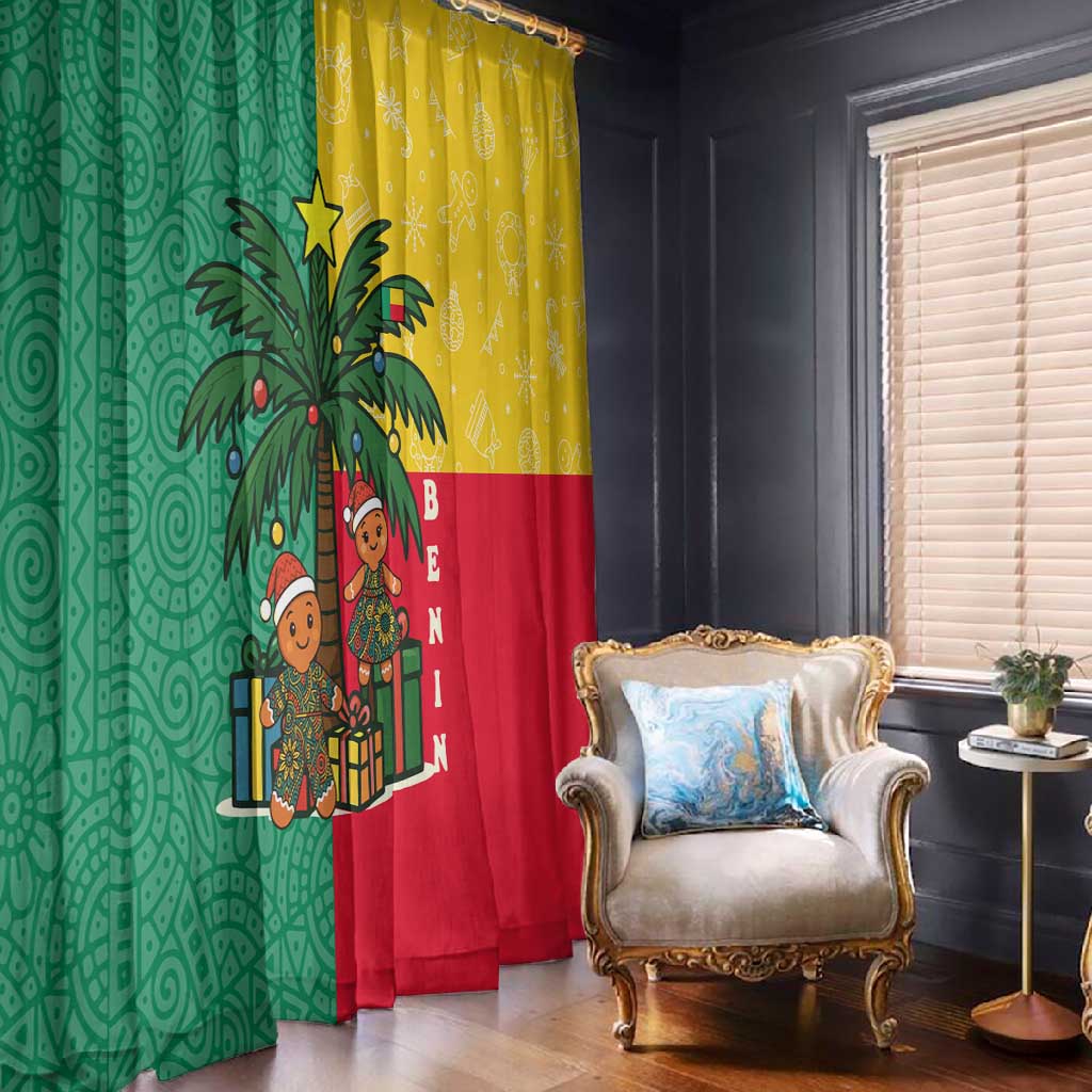 Benin Christmas Window Curtain Palm Tree Dolls and Red Yellow Green Festive - African Pride