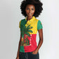 Benin Christmas Women Polo Shirt Palm Tree Dolls and Red Yellow Green Festive - African Pride
