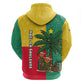 Benin Christmas Zip Hoodie Palm Tree Dolls and Red Yellow Green Festive - African Pride