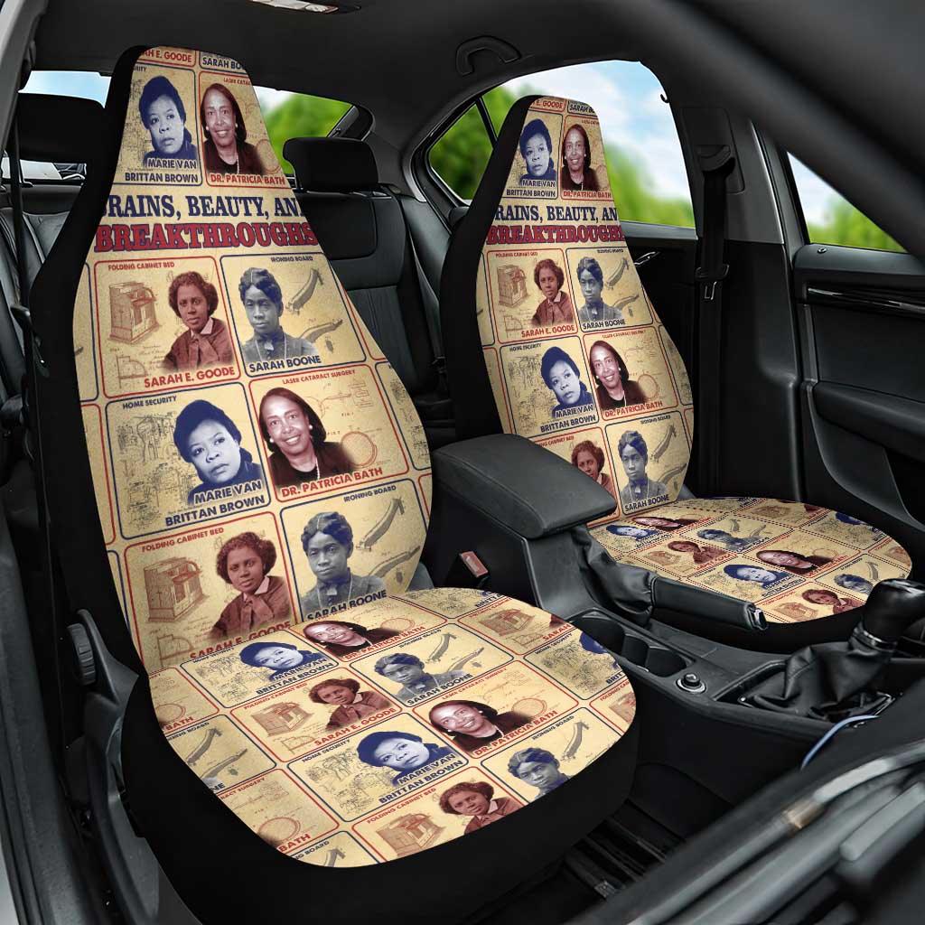 Brains Beauty And Breakthroughs Car Seat Cover Trailblazing Black Women Inventors and Innovators - African Pride