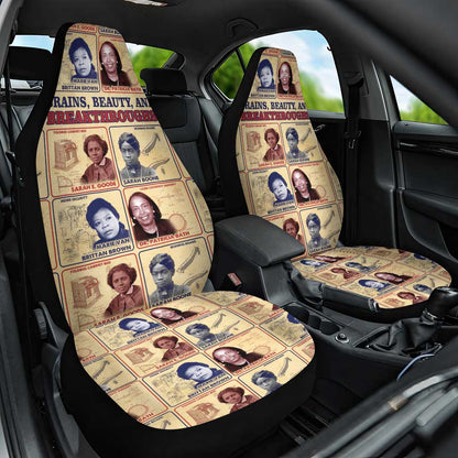 Brains Beauty And Breakthroughs Car Seat Cover Trailblazing Black Women Inventors and Innovators - African Pride