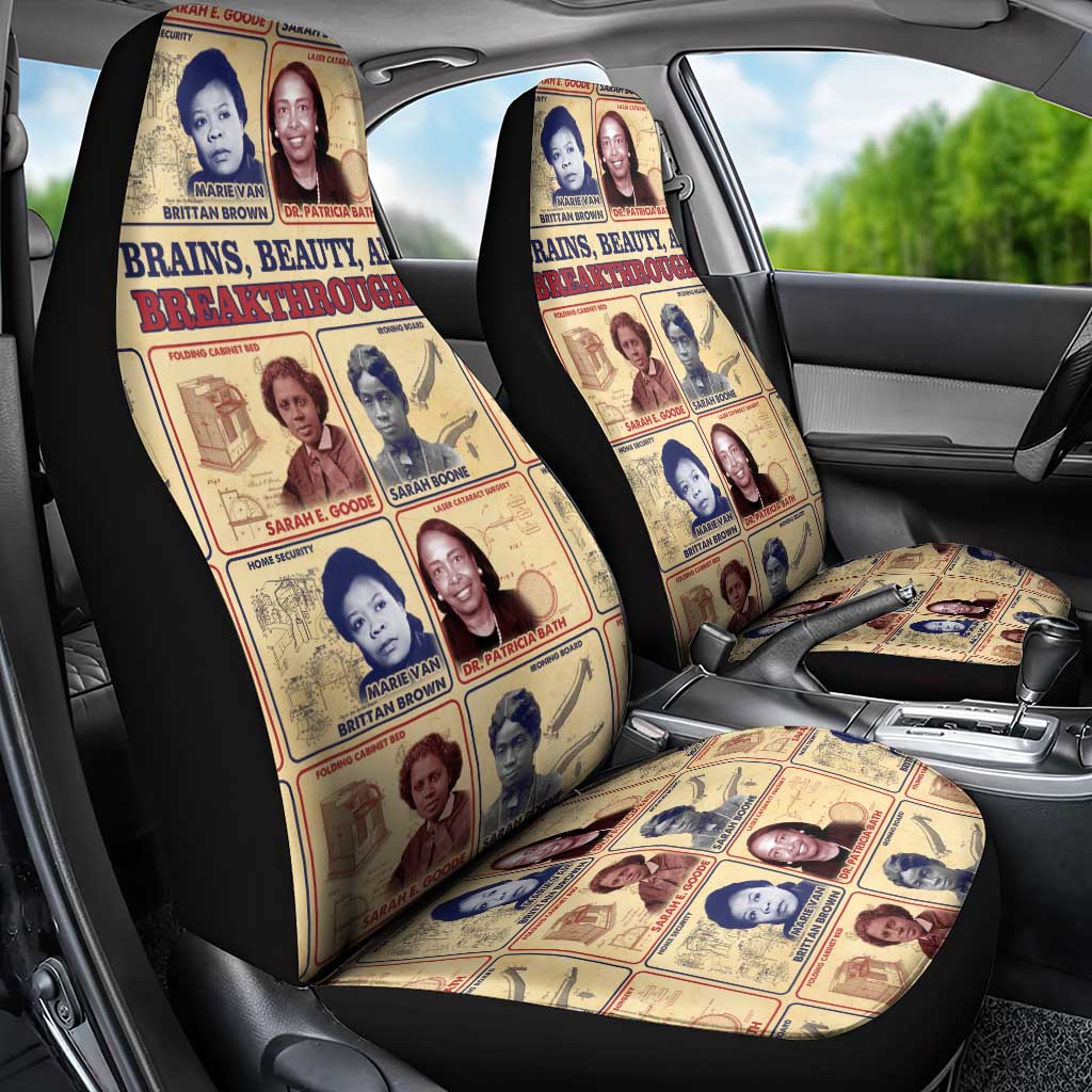 Brains Beauty And Breakthroughs Car Seat Cover Trailblazing Black Women Inventors and Innovators - African Pride