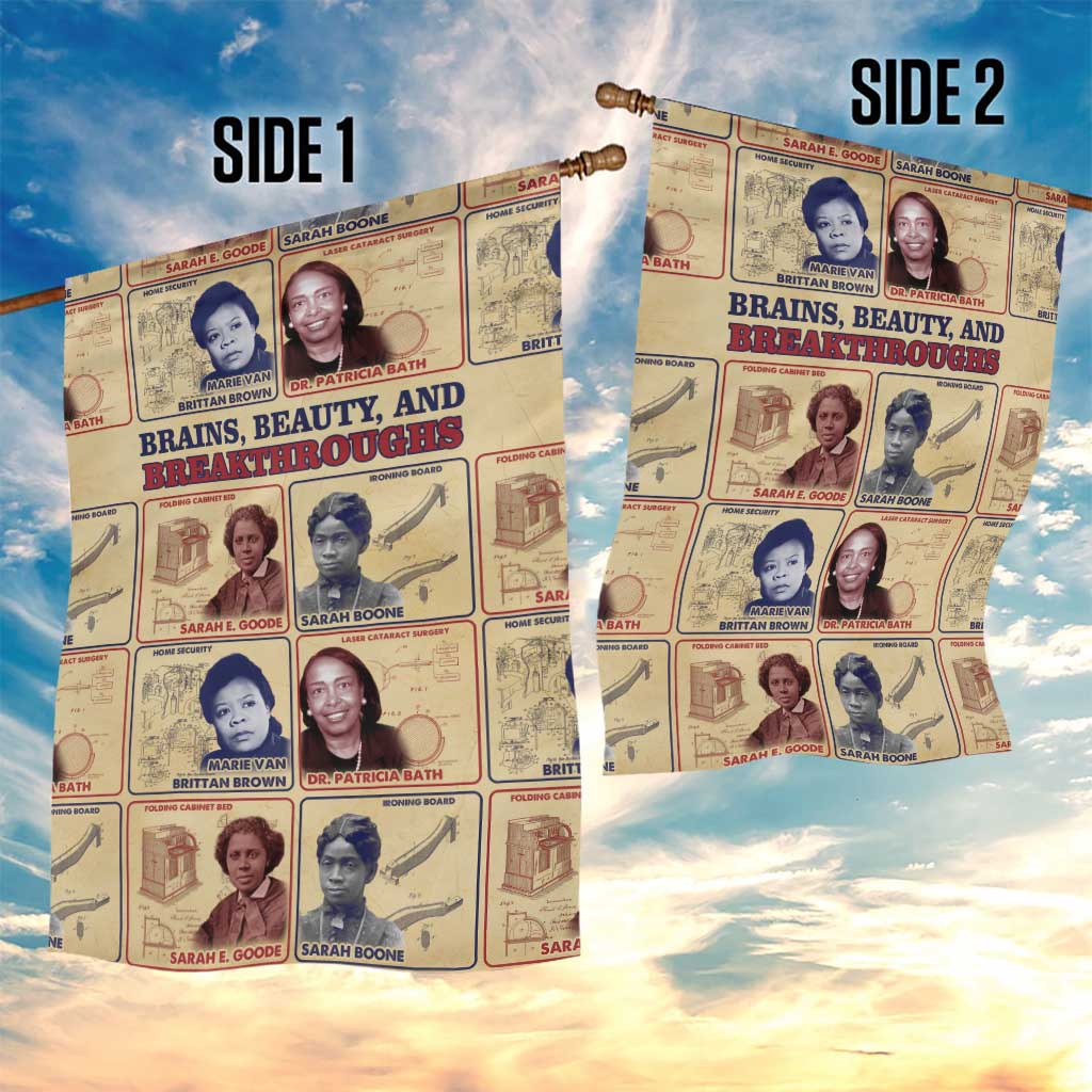 Brains Beauty And Breakthroughs Garden Flag Trailblazing Black Women Inventors and Innovators - African Pride