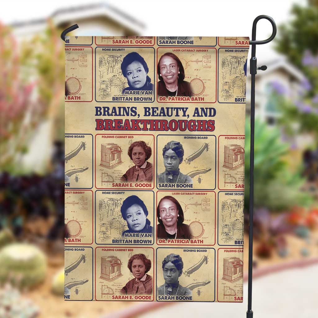 Brains Beauty And Breakthroughs Garden Flag Trailblazing Black Women Inventors and Innovators - African Pride