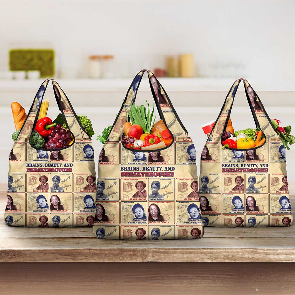 Brains Beauty And Breakthroughs Grocery Bag Trailblazing Black Women Inventors and Innovators - African Pride