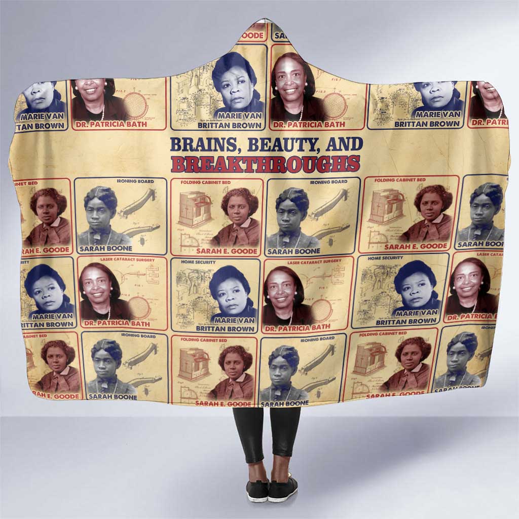 Brains Beauty And Breakthroughs Hooded Blanket Trailblazing Black Women Inventors and Innovators - African Pride