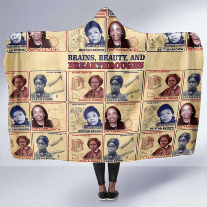 Brains Beauty And Breakthroughs Hooded Blanket Trailblazing Black Women Inventors and Innovators - African Pride